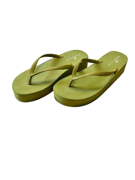 Curfew Shoes - Curfew Olive Green Platform Flip Flop Sandals